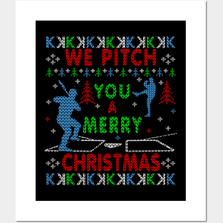 Baseball We Pitch You A Merry Ugly Christmas Sweater Posters and Art